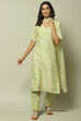 Green Cotton Machine Embroidered Unstitched Suit Set image number 1