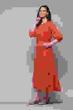 Red Polyester Tiered Dress image number 5