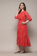 Blue Polyester Tiered Printed Dress image number 5