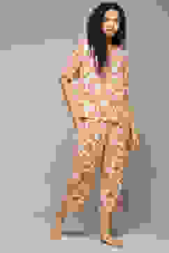 Off White & Red Rayon Printed 2 Piece Sleepwear Set image number 5