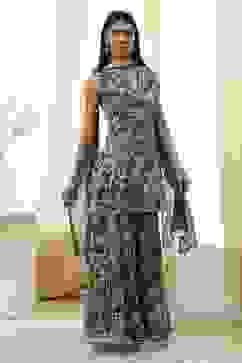 Green Cotton Floral Peplum Suit Set image number 5