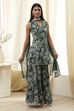 Green Cotton Floral Peplum Suit Set image number 5