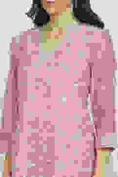 Dusky Pink Chanderi Machine Embroidered Unstitched Suit Set image number 2