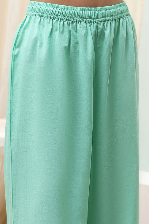 Sea Green Printed Straight Suit Set image number 2