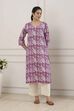Purple Cotton Straight Kurta image number 5