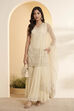 Ivory Embroidered Sharara Set with Net Dupatta image number 0
