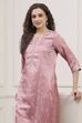 Dusty Pink Printed Straight Kurta image number 6