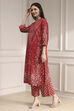 Blue Cotton Straight Printed Suit Set image number 3