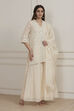 Ecru Cotton Embroidered Straight Sharara Suit Set image number 6