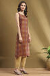 Brown Georgette Printed Gathered A-Line Kurta image number 6