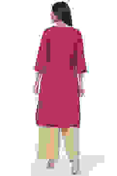 Red Art Silk Kurta image number 4