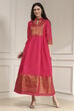 Green Yarn-Dyed Flared Kurta image number 5