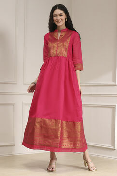 Fuschia Polyester Blend  Kurta image number 5