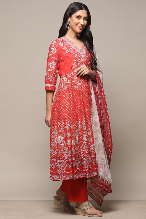 Indigo Cotton Anarkali Suit Set image number 6