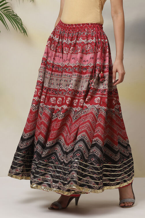 Red Straight Art Silk Skirts image number 4