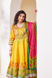 Yellow Cotton Anarkali Suit Set image number 8