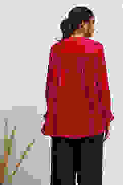 Berry Red Embroidered A-Line Kurti image number 3