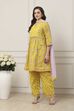 Yellow Cotton Kalidar Suit Set image number 4