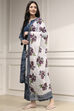 Teal Blue Cotton Printed Straight Suit Set image number 6