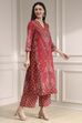 Blue Cotton Straight Printed Suit Set image number 5