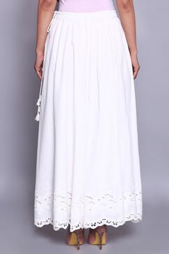 White Cotton Embroidered Skirt image number 6