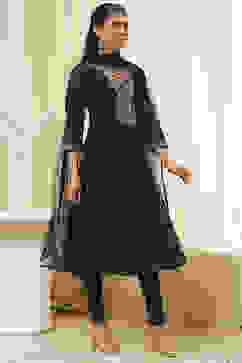 Black Poly Modal Kalidar Suit Set image number 5