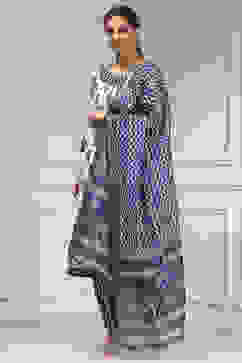 Indigo Cotton Modal Digital Print Unstitched Suit Set image number 4