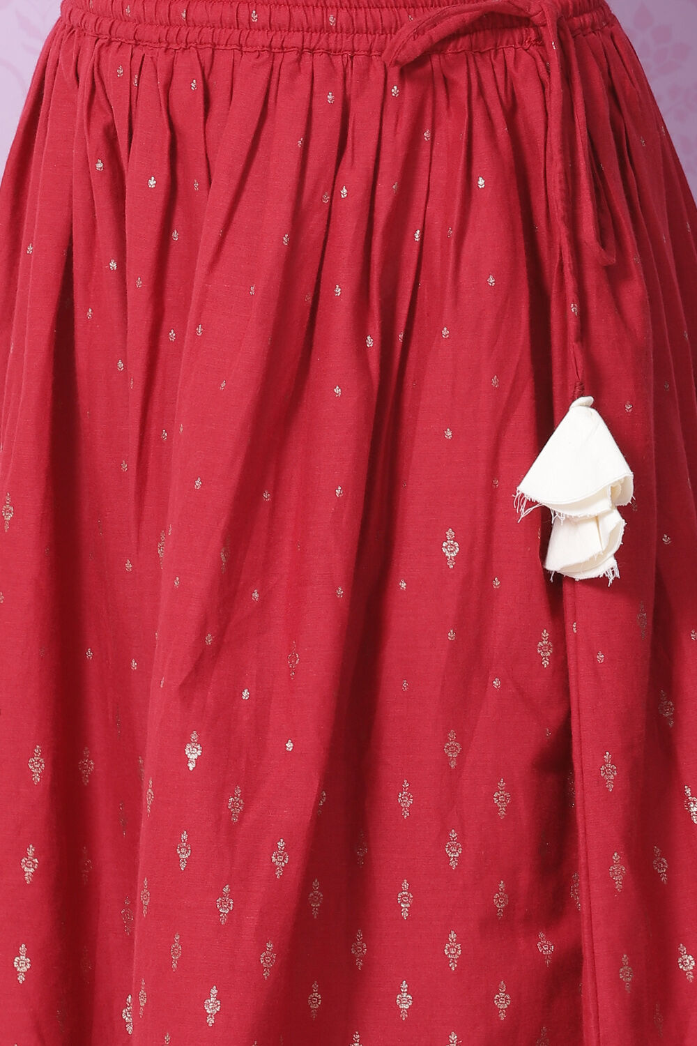 Cherry Red Cotton Lehenga Set image number 2