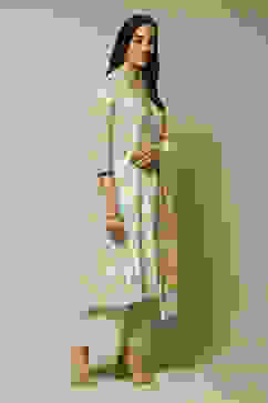 Yellow Cotton A-Line Kurta Palazzo Suit Set image number 6