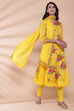 Yellow Cotton Double Layered Kurta Churidar Suit Set image number 4