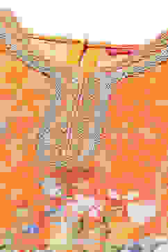 Orange Polyester Straight Printed Suit Set image number 1