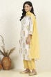 Blue Cotton Unstitched Suit Set image number 4