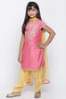 Pink Poly Cotton Straight Kurta Salwar Suit Set image number 3