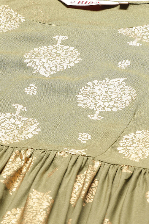 Powder Blue Rayon Printed Kurta Dress image number 1