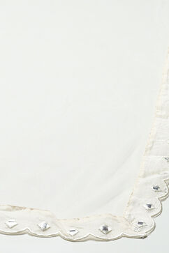 Ivory Cotton Blend Flared Kurta Churidar Suit Set Suit Set image number 3