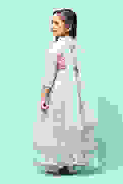 Light Pink Nylon Kalidar Kurta Lehenga Set image number 5