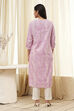 Yellow Cotton Printed Straight Kurta image number 2
