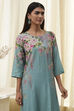 Blue Floral Straight Kurta Set image number 1