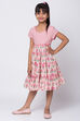 Peach Cotton Flared Printed Dress image number 3