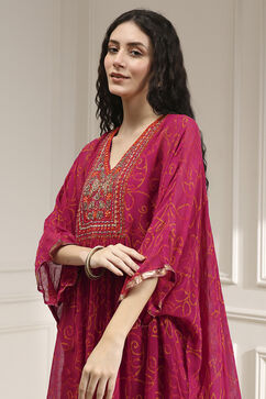 Red Viscose Straight Printed Fusion Set image number 1