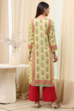 Green Printed Straight Kurta image number 3
