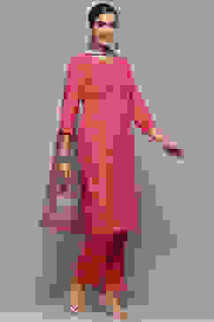 Coral Rayon Gathered Suit Set image number 6