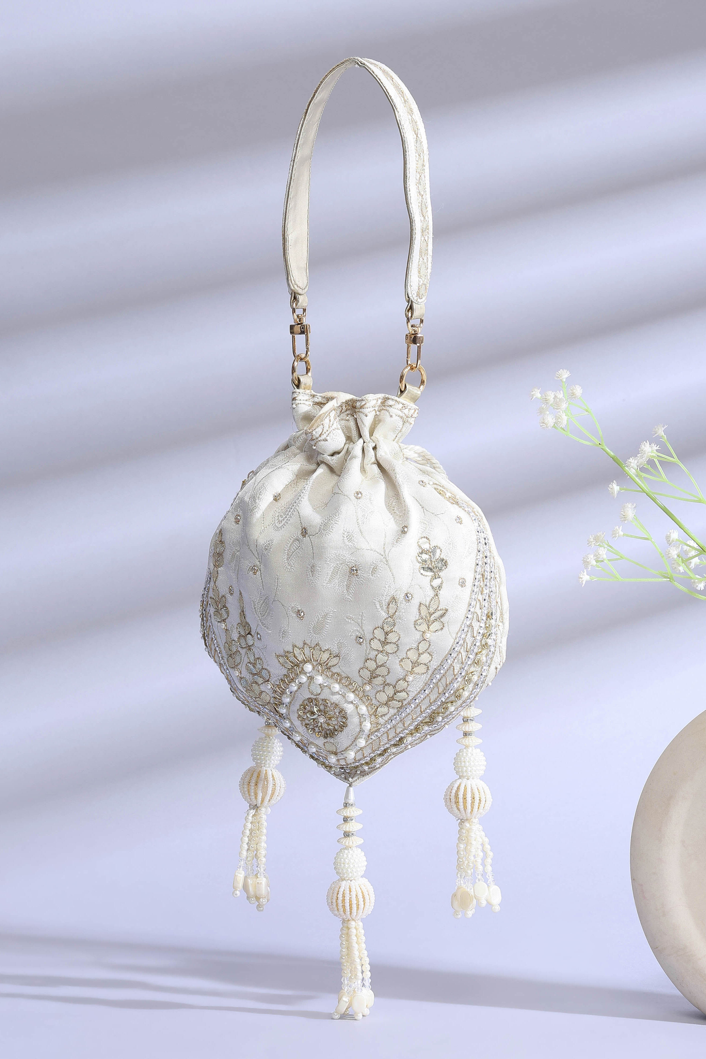 Ivory Polycotton Potli image number 0