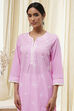 Light Pink Cotton Straight Kurta image number 1