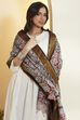 Black Chennur Silk Floral Printed Dupatta image number 1