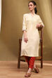 Off-White Solid Regular Fit Straight Kurta image number 0