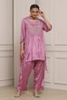 Pink Viscose Straight Dyed Suit Set image number 0