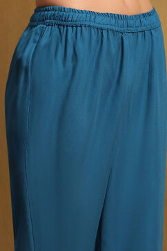 Blue Embroidered Festive Kalidar Suit Set image number 2