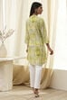 Lime Green Printed Straight Short Kurta image number 3