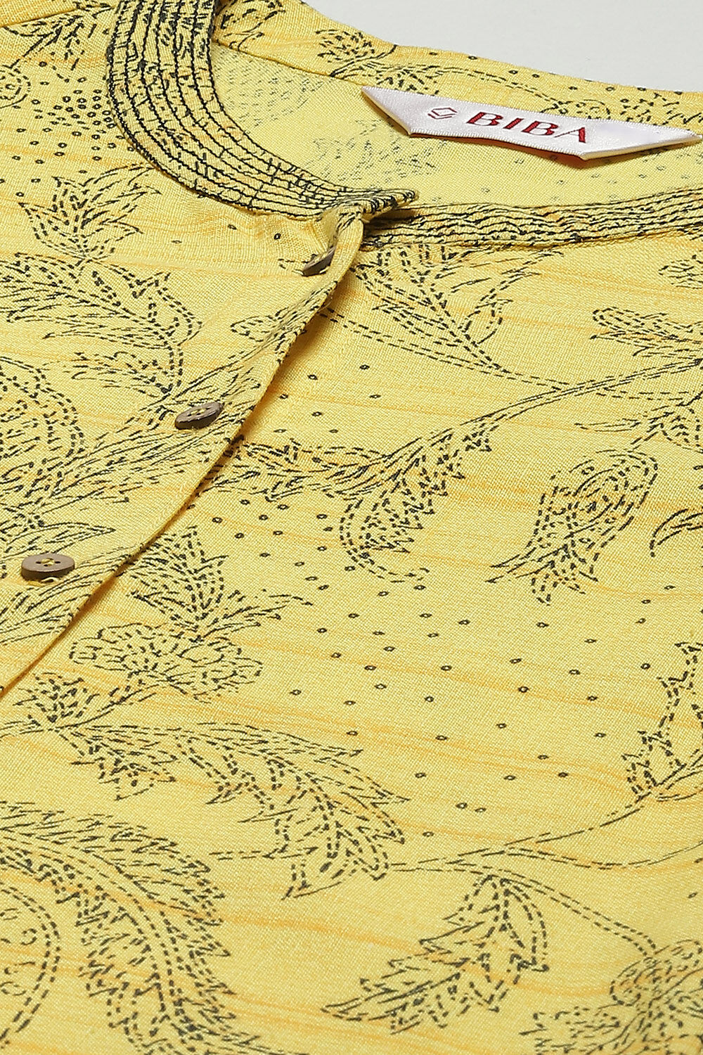 Yellow Rayon Front Open Printed Kurta image number 1